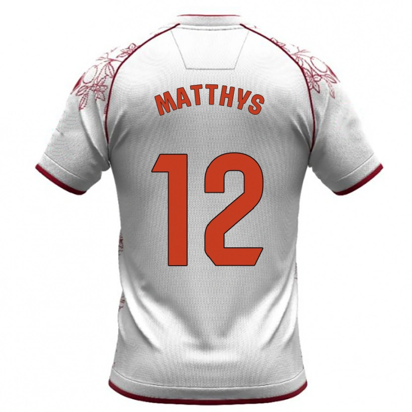 Danxen Herren Romain Matthys #12 Weiß Burgunderrot Auswärtstrikot Trikot 2025/26 T-Shirt Österreich