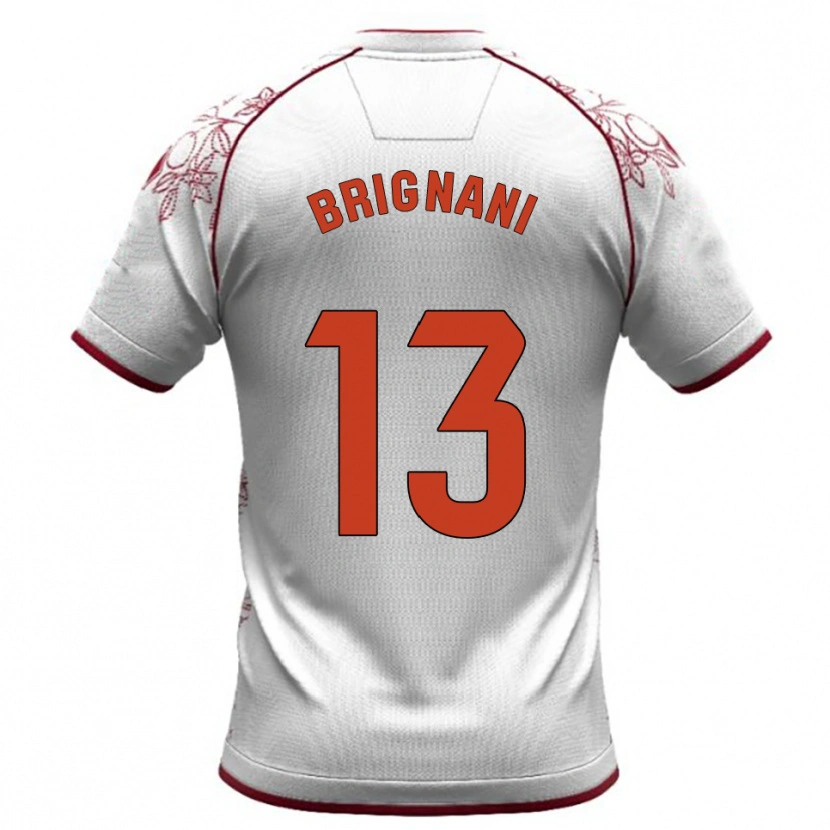 Danxen Herren Fabrizio Brignani #13 Weiß Burgunderrot Auswärtstrikot Trikot 2025/26 T-Shirt Österreich