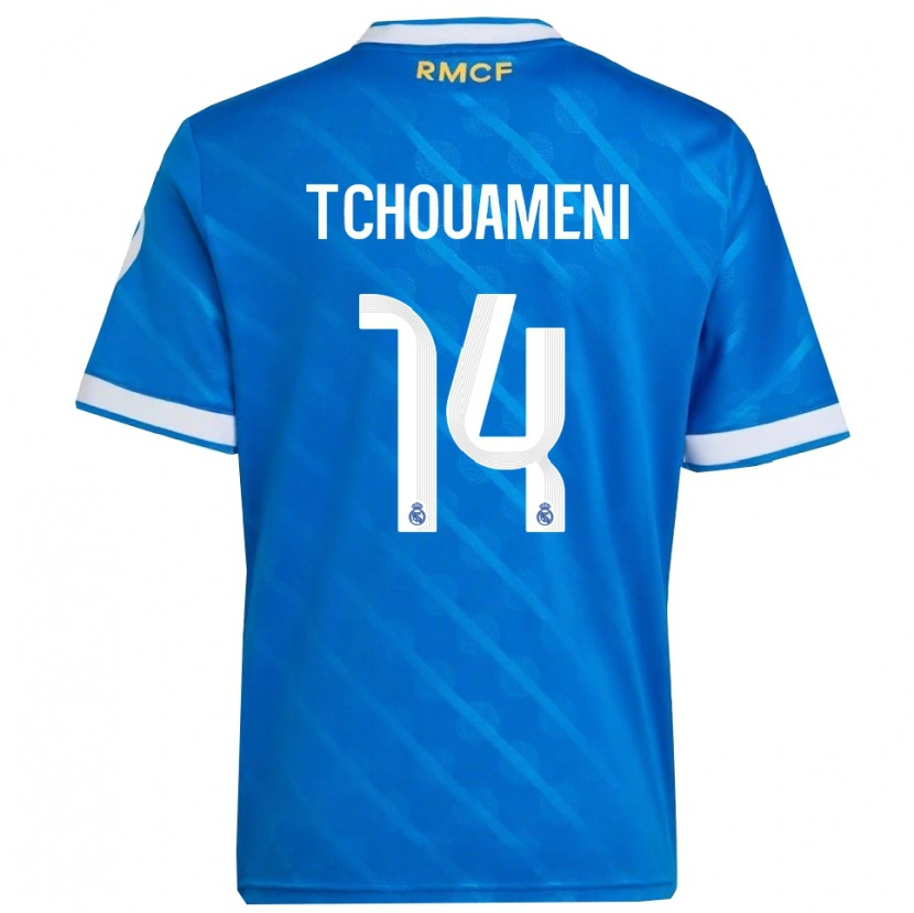 Danxen Herren Aurélien Tchouaméni #14 Blau Weiß Ausweichtrikot Trikot 2025/26 T-Shirt Österreich