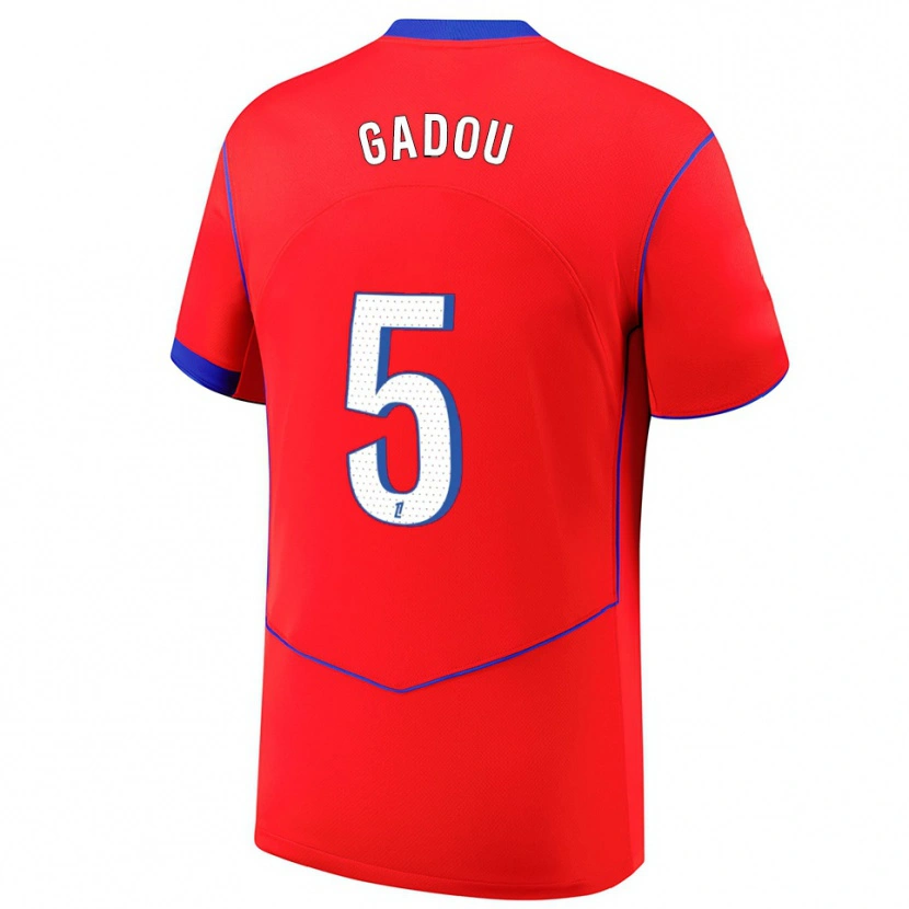 Danxen Herren Joane Gadou #5 Rot Blau Weiß Ausweichtrikot Trikot 2025/26 T-Shirt Österreich
