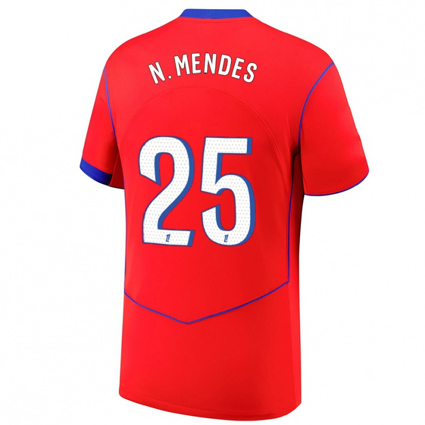 Danxen Herren Nuno Mendes #25 Rot Blau Weiß Ausweichtrikot Trikot 2025/26 T-Shirt Österreich