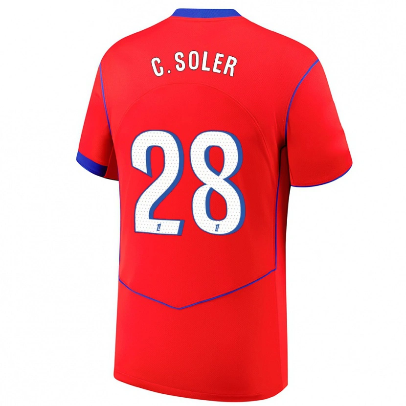 Danxen Herren Carlos Soler #28 Rot Blau Weiß Ausweichtrikot Trikot 2025/26 T-Shirt Österreich