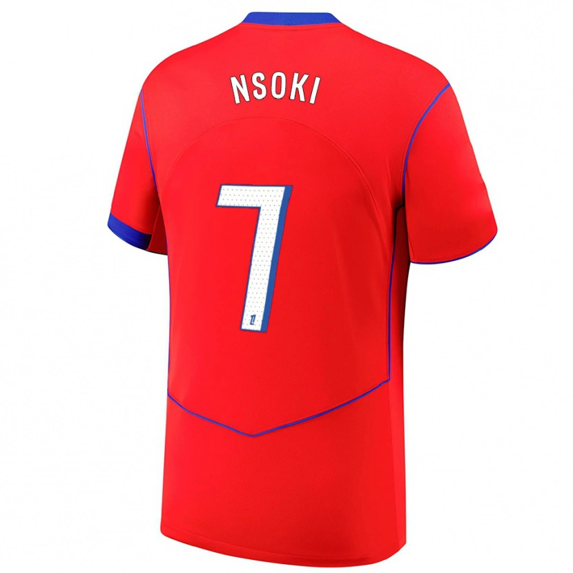 Danxen Herren Noah Nsoki #7 Rot Blau Weiß Ausweichtrikot Trikot 2025/26 T-Shirt Österreich
