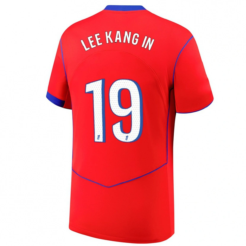 Danxen Herren Kang-In Lee #19 Rot Blau Weiß Ausweichtrikot Trikot 2025/26 T-Shirt Österreich