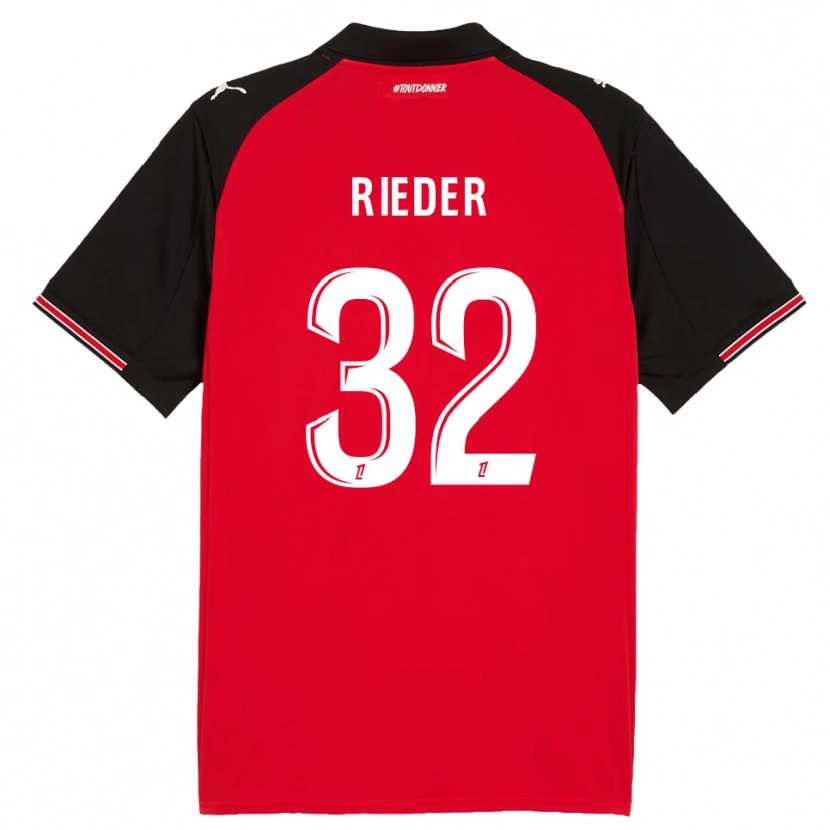 Danxen Damen Fabian Rieder #32 Rot Schwarz Heimtrikot Trikot 2025/26 T-Shirt Österreich