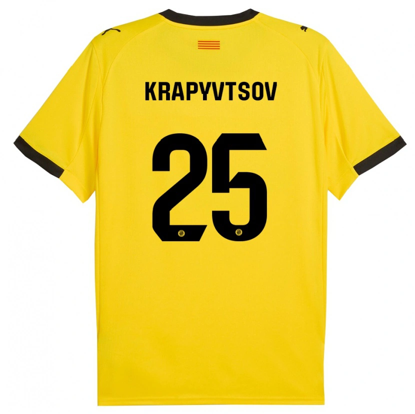 Danxen Damen Vladyslav Krapyvtsov #25 Gelb Schwarz Auswärtstrikot Trikot 2025/26 T-Shirt Österreich
