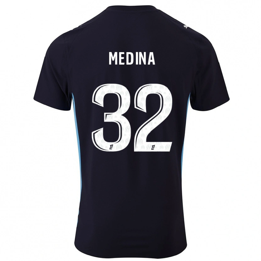 Danxen Damen Facundo Medina #32 Schwarz Himmelblau Auswärtstrikot Trikot 2025/26 T-Shirt Österreich