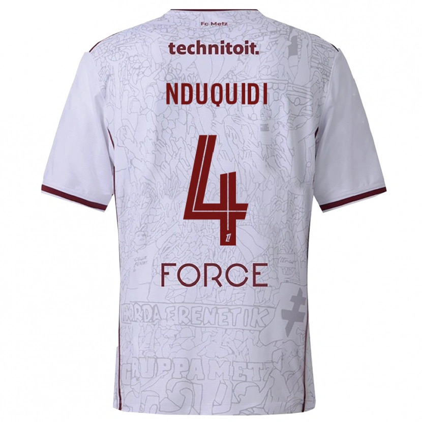 Danxen Damen Benjamin Nduquidi #4 Weiß Burgunderrot Auswärtstrikot Trikot 2025/26 T-Shirt Österreich
