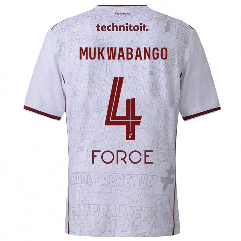 Danxen Damen Bénit Mukwabango #4 Weiß Burgunderrot Auswärtstrikot Trikot 2025/26 T-Shirt Österreich
