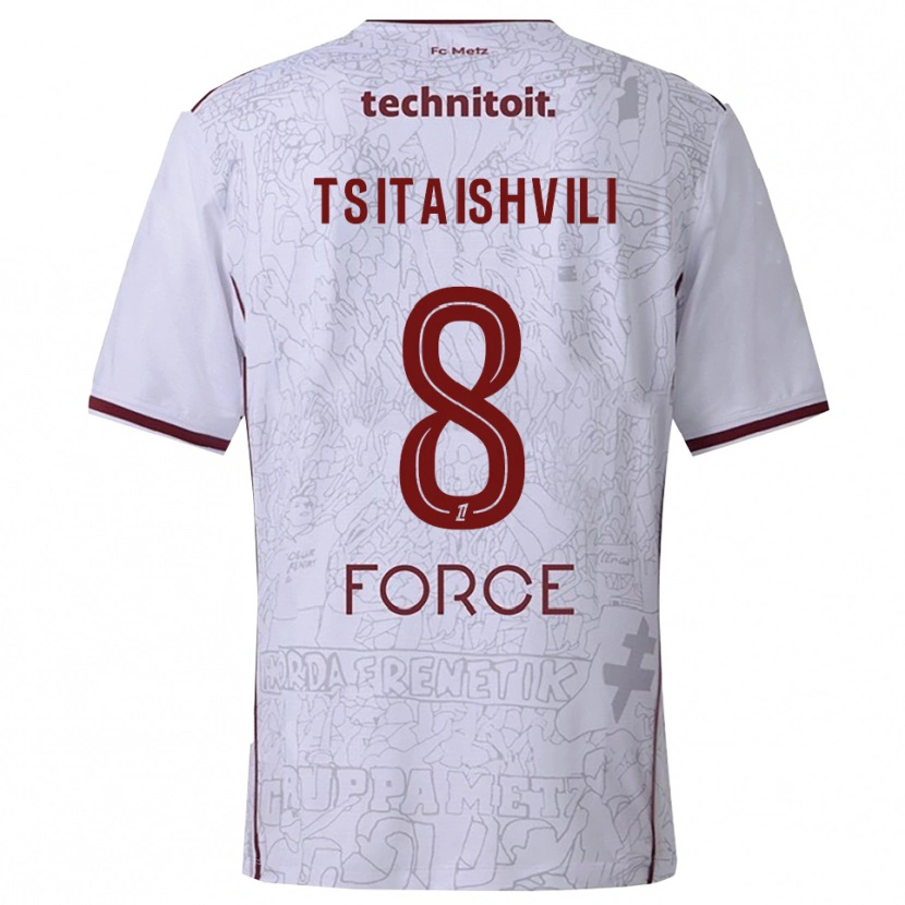 Danxen Damen Giorgi Tsitaishvili #8 Weiß Burgunderrot Auswärtstrikot Trikot 2025/26 T-Shirt Österreich