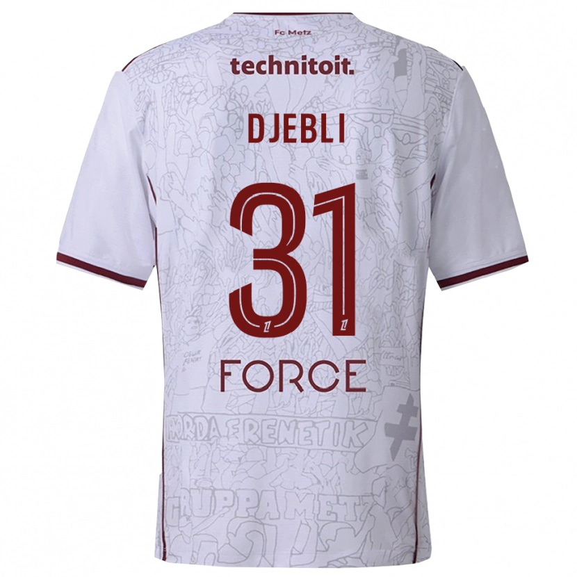 Danxen Damen Assia Djebli #31 Weiß Burgunderrot Auswärtstrikot Trikot 2025/26 T-Shirt Österreich