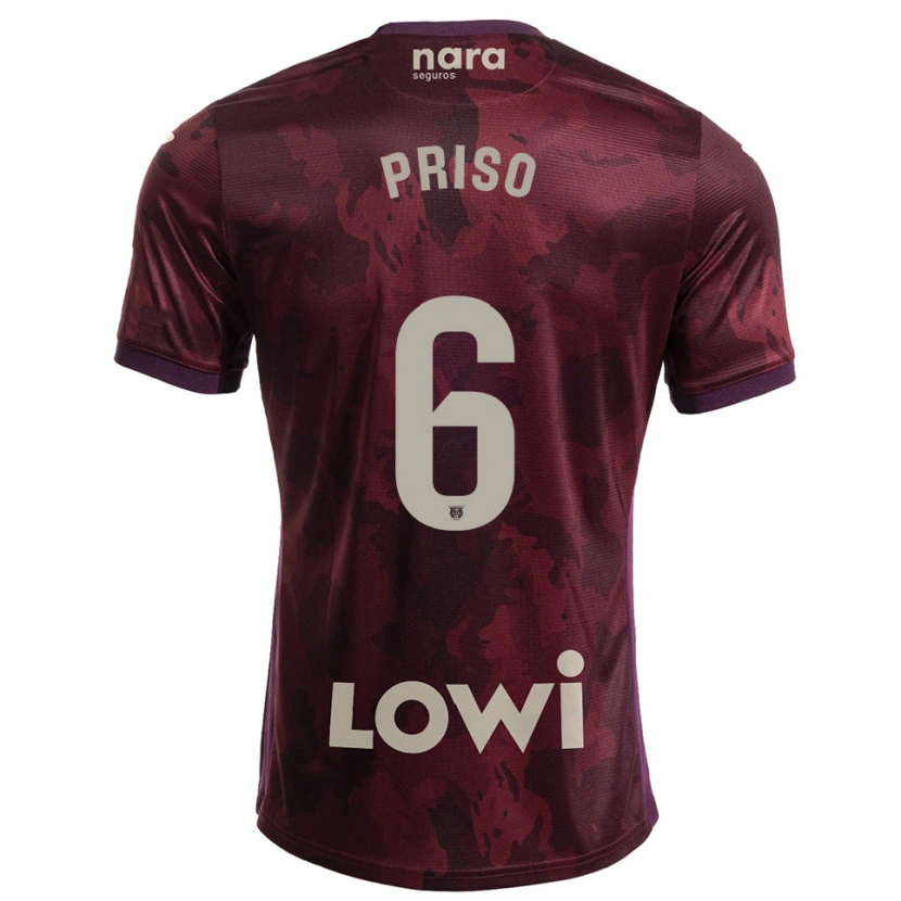 Danxen Damen Mike Priso #6 Burgunderrot Weiß Auswärtstrikot Trikot 2025/26 T-Shirt Österreich