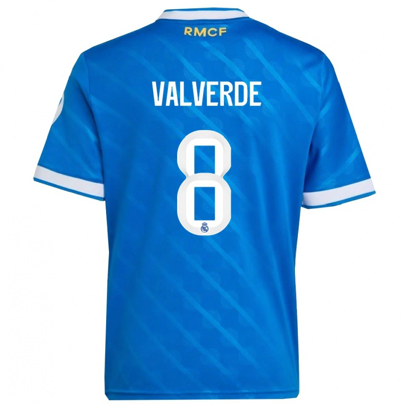 Danxen Damen Federico Valverde #8 Blau Weiß Ausweichtrikot Trikot 2025/26 T-Shirt Österreich