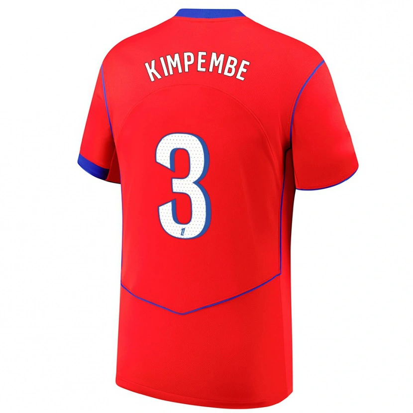 Danxen Damen Presnel Kimpembe #3 Rot Blau Weiß Ausweichtrikot Trikot 2025/26 T-Shirt Österreich