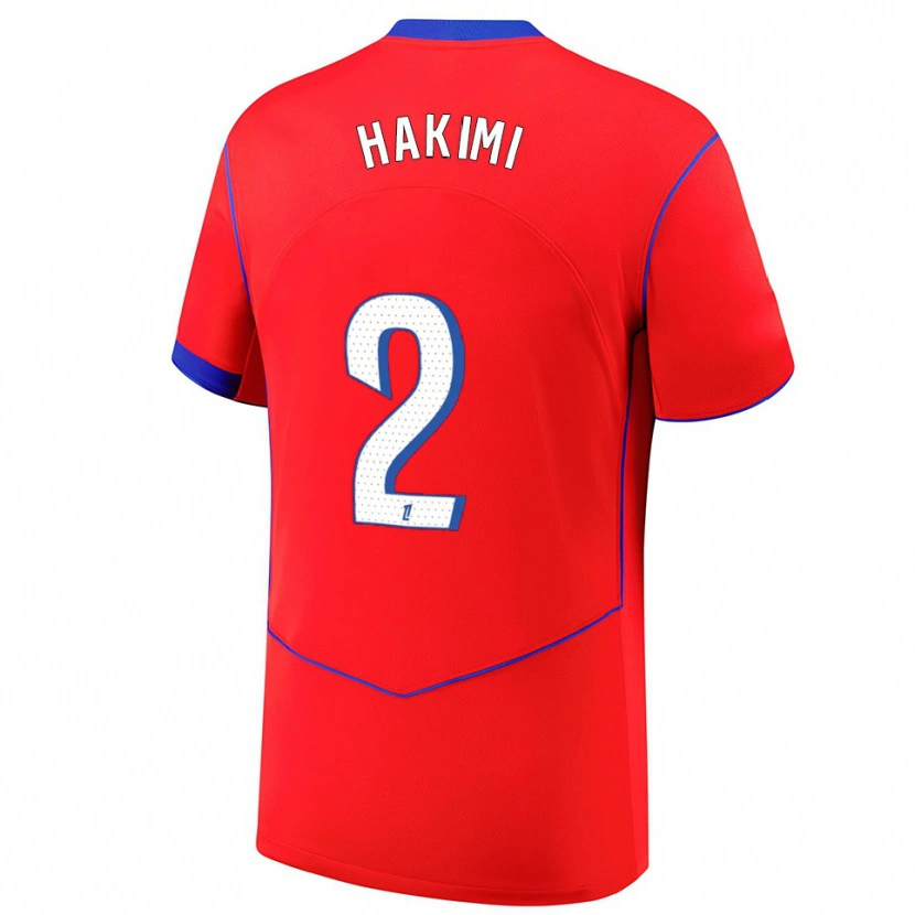Danxen Damen Achraf Hakimi #2 Rot Blau Weiß Ausweichtrikot Trikot 2025/26 T-Shirt Österreich