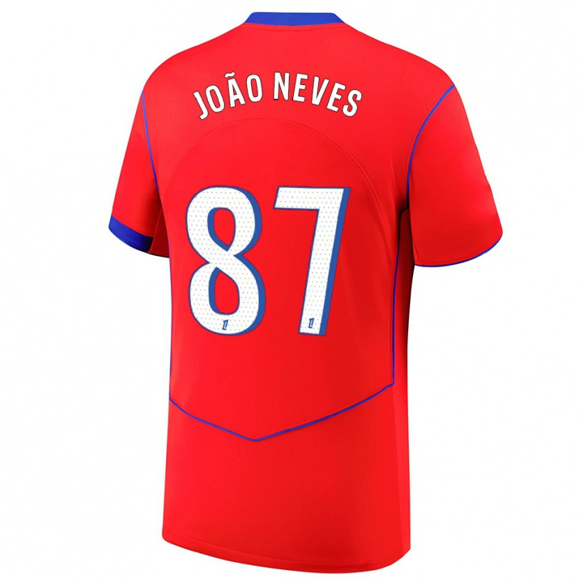 Danxen Damen João Neves #87 Rot Blau Weiß Ausweichtrikot Trikot 2025/26 T-Shirt Österreich