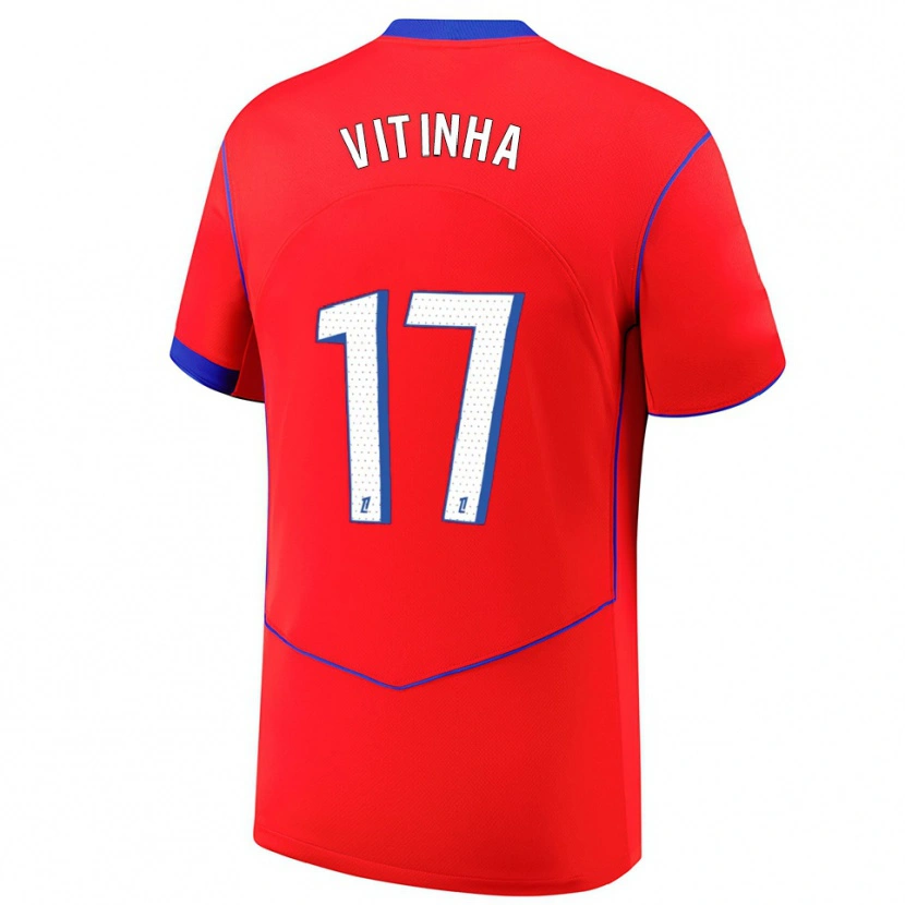 Danxen Damen Vitinha #17 Rot Blau Weiß Ausweichtrikot Trikot 2025/26 T-Shirt Österreich