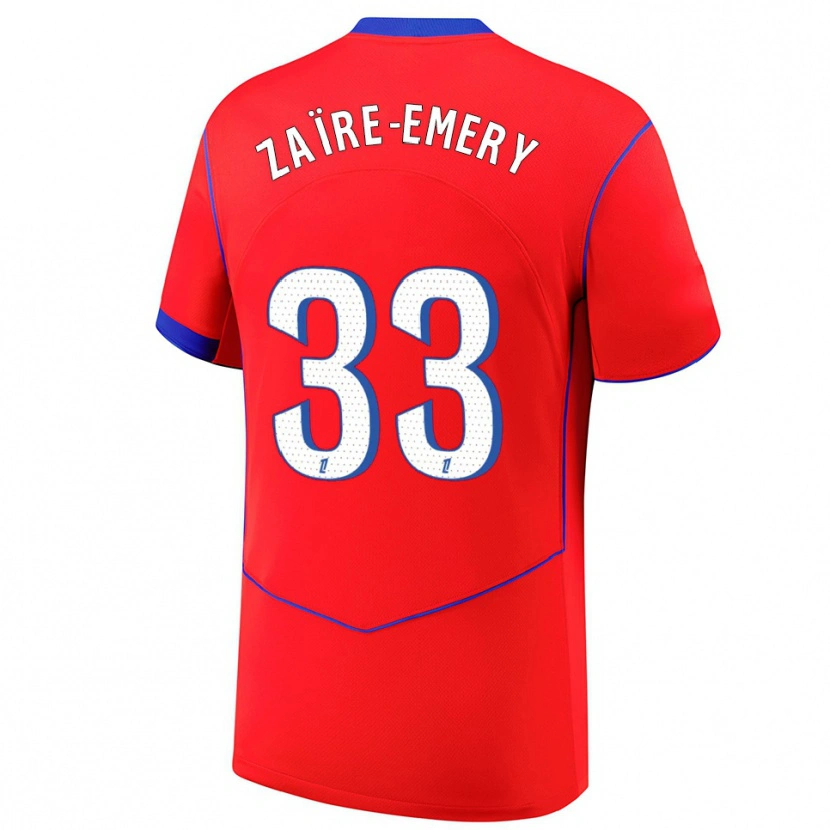 Danxen Damen Warren Zaïre-Emery #33 Rot Blau Weiß Ausweichtrikot Trikot 2025/26 T-Shirt Österreich