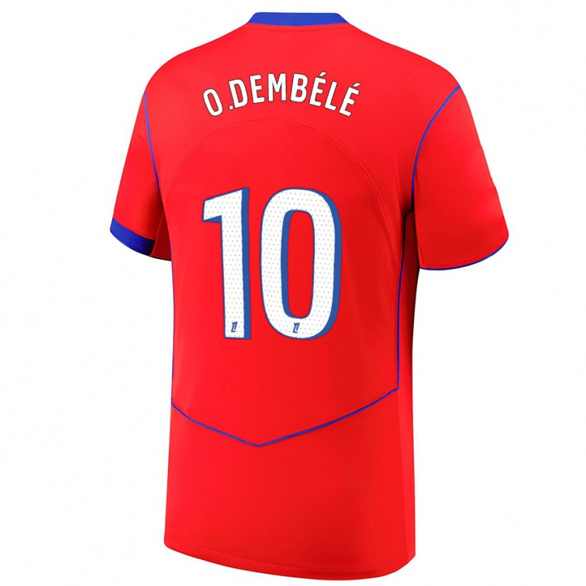 Danxen Damen Ousmane Dembélé #10 Rot Blau Weiß Ausweichtrikot Trikot 2025/26 T-Shirt Österreich