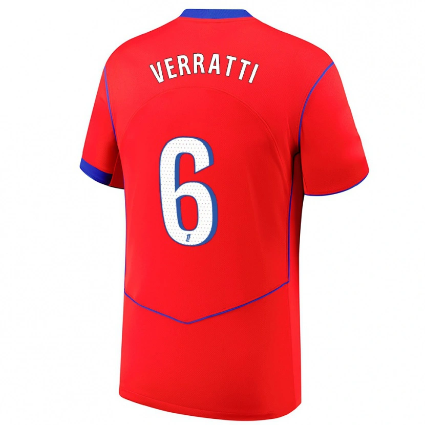 Danxen Damen Marco Verratti #6 Rot Blau Weiß Ausweichtrikot Trikot 2025/26 T-Shirt Österreich