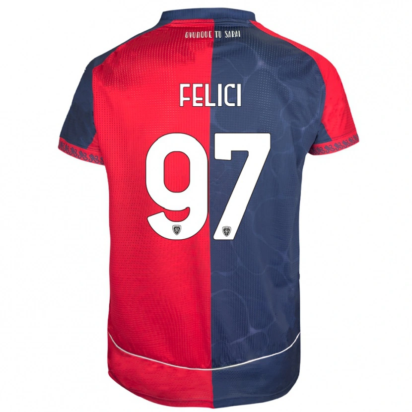 Danxen Kinder Mattia Felici #97 Rot Marineblau Heimtrikot Trikot 2025/26 T-Shirt Österreich