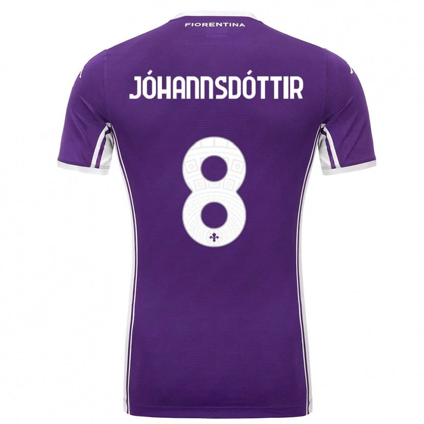 Danxen Kinder Alexandra Jóhannsdóttir #8 Lila Weiß Heimtrikot Trikot 2025/26 T-Shirt Österreich