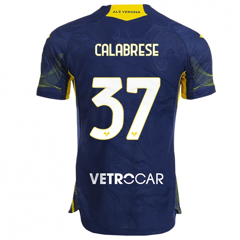 Danxen Kinder Nicolò Calabrese #37 Marineblau Gelb Heimtrikot Trikot 2025/26 T-Shirt Österreich