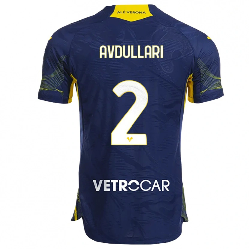 Danxen Kinder Davide Avdullari #2 Marineblau Gelb Heimtrikot Trikot 2025/26 T-Shirt Österreich