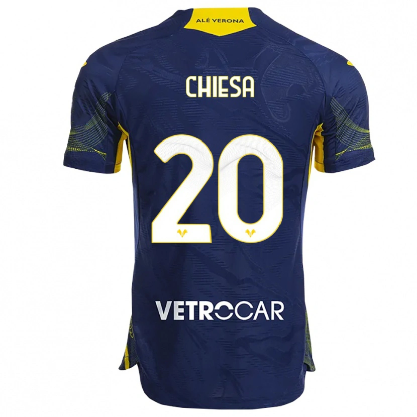 Danxen Kinder Mattia Chiesa #20 Marineblau Gelb Heimtrikot Trikot 2025/26 T-Shirt Österreich