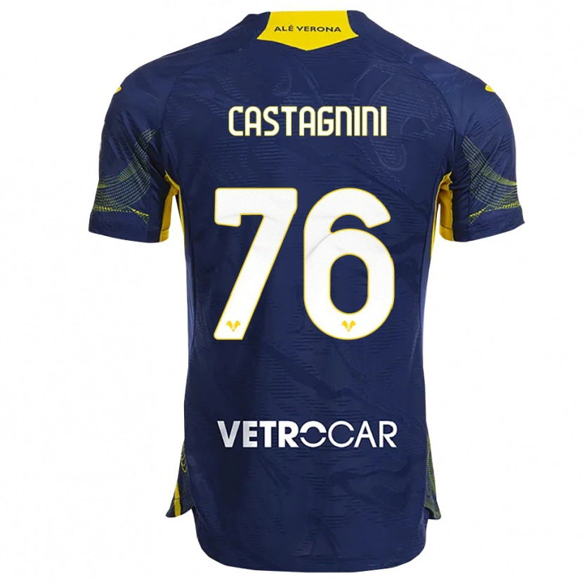 Danxen Kinder Mirko Castagnini #76 Marineblau Gelb Heimtrikot Trikot 2025/26 T-Shirt Österreich