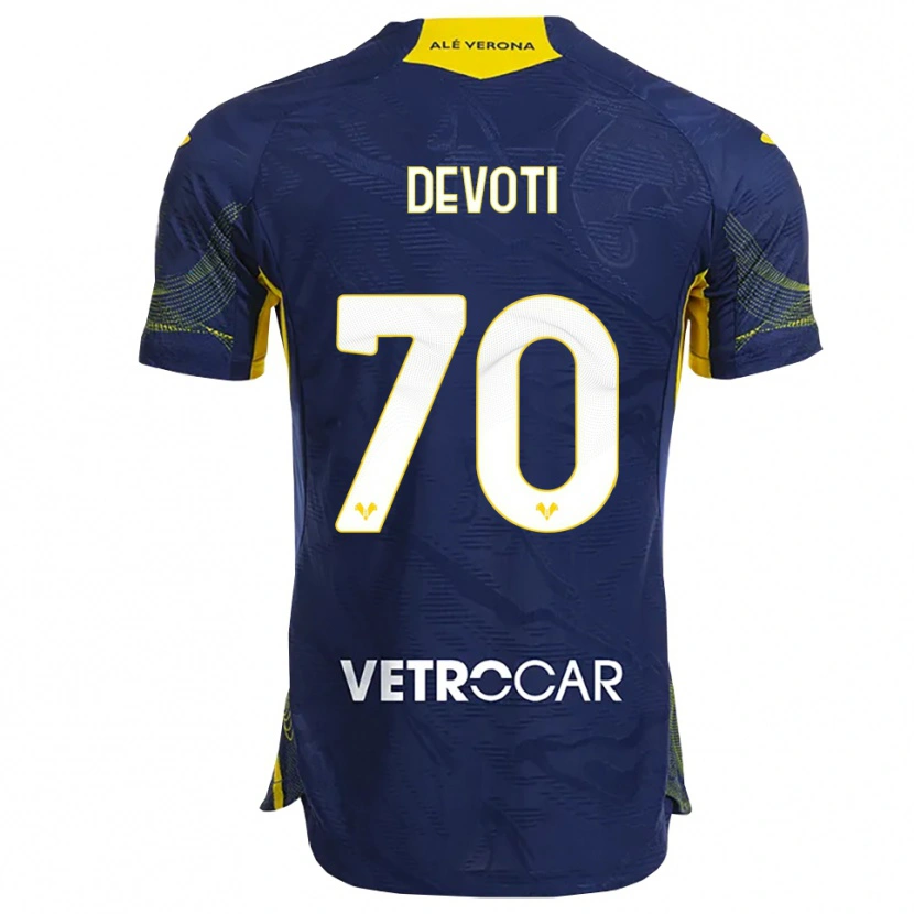 Danxen Kinder Andrea Devoti #70 Marineblau Gelb Heimtrikot Trikot 2025/26 T-Shirt Österreich
