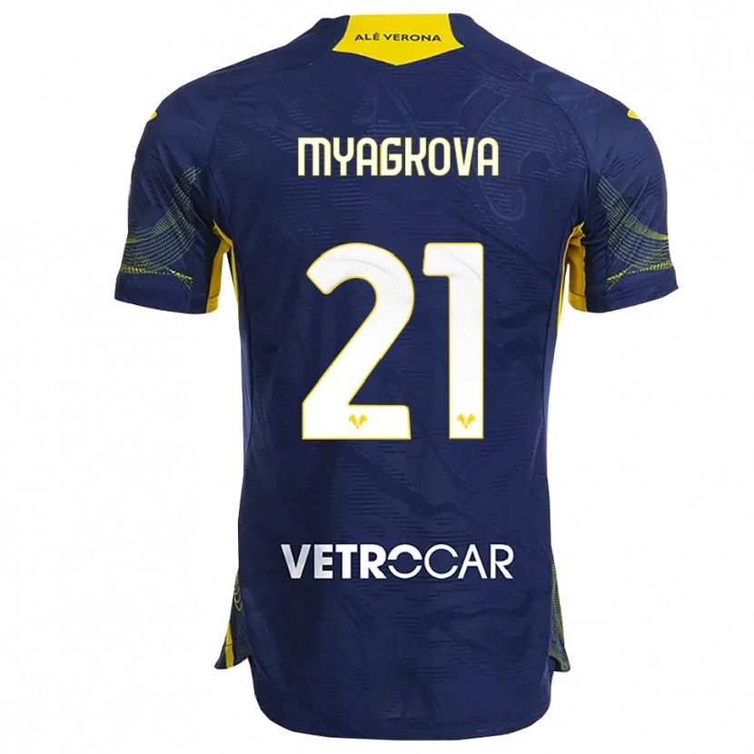 Danxen Kinder Alina Myagkova #21 Marineblau Gelb Heimtrikot Trikot 2025/26 T-Shirt Österreich