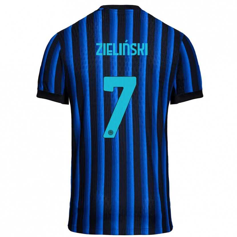 Danxen Kinder Piotr Zieliński #7 Schwarz Blau Heimtrikot Trikot 2025/26 T-Shirt Österreich