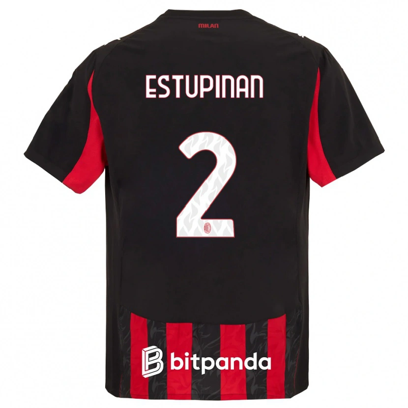 Danxen Kinder Pervis Estupiñán #2 Rot Schwarz Heimtrikot Trikot 2025/26 T-Shirt Österreich