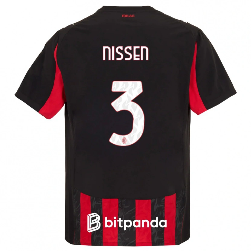 Danxen Kinder Fredrik Nissen #3 Rot Schwarz Heimtrikot Trikot 2025/26 T-Shirt Österreich
