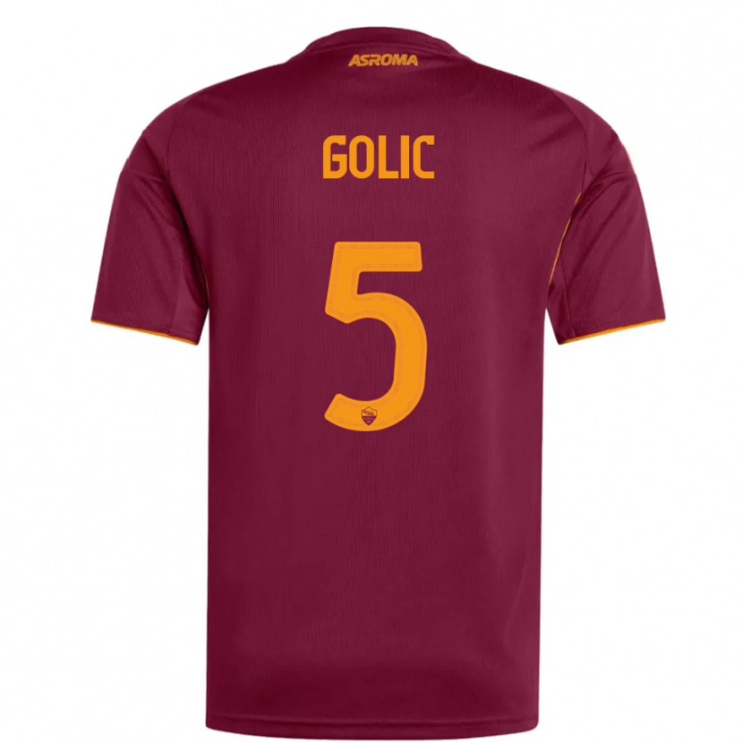 Danxen Kinder Lovro Golic #5 Burgunderrot Orange Heimtrikot Trikot 2025/26 T-Shirt Österreich