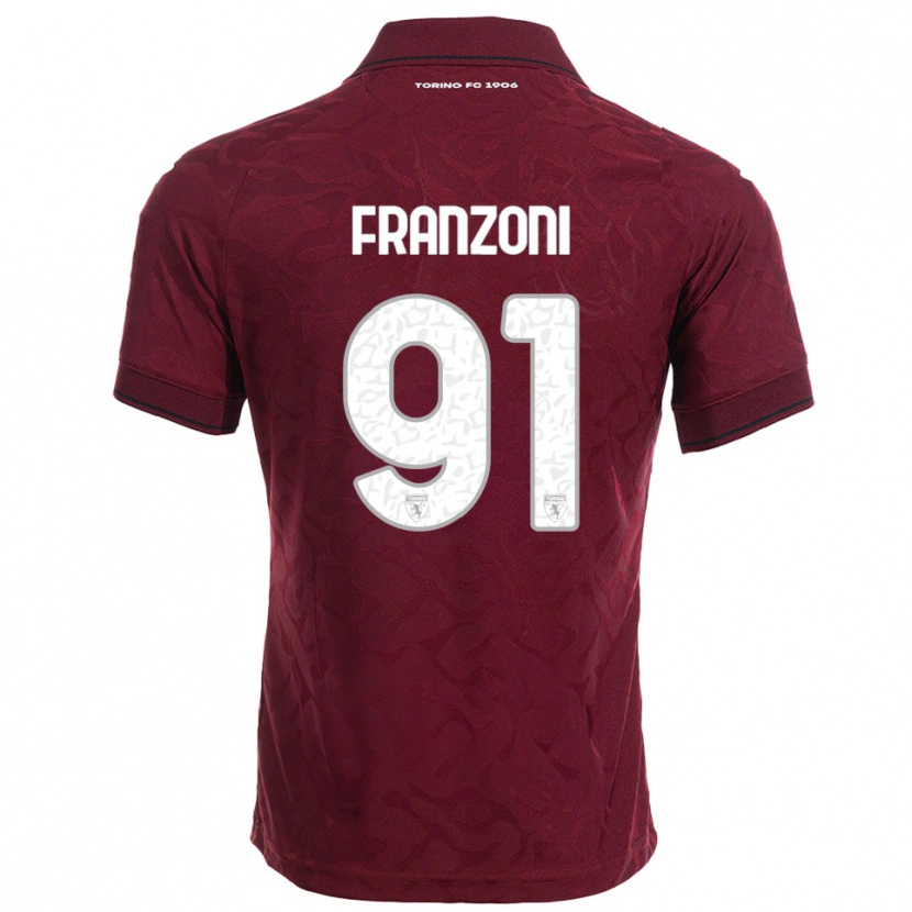 Danxen Kinder Nicolò Franzoni #91 Burgunderrot Weiß Heimtrikot Trikot 2025/26 T-Shirt Österreich