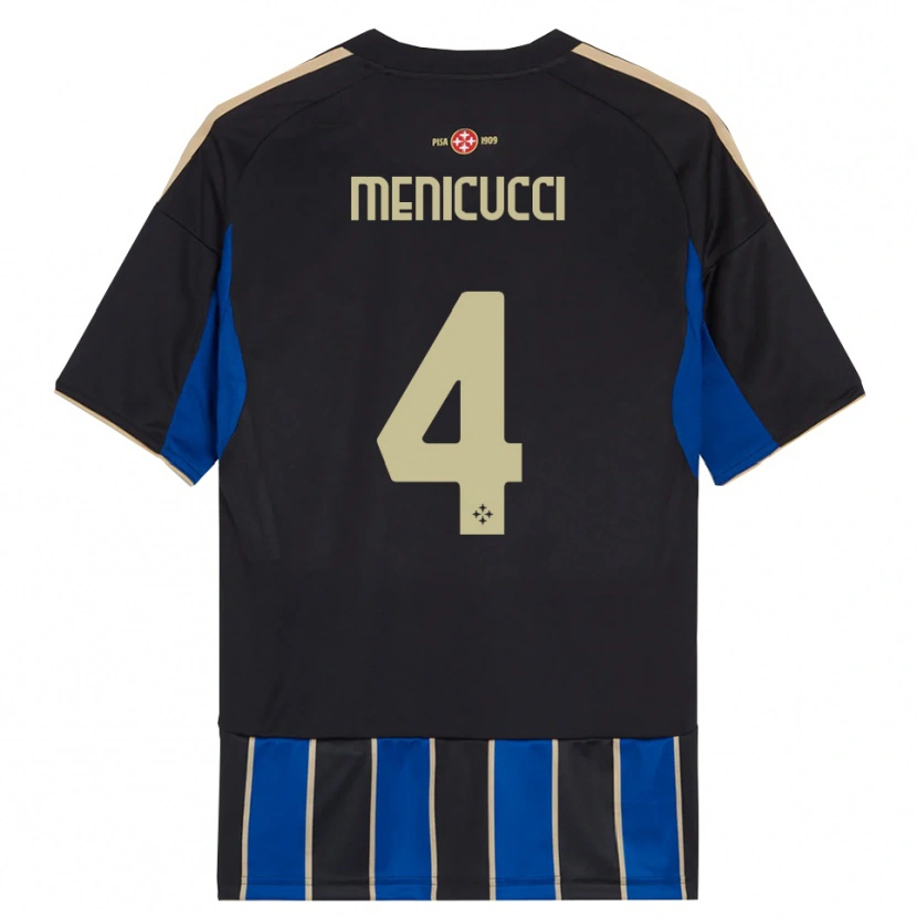 Danxen Kinder Edoardo Menicucci #4 Schwarz Blau Heimtrikot Trikot 2025/26 T-Shirt Österreich