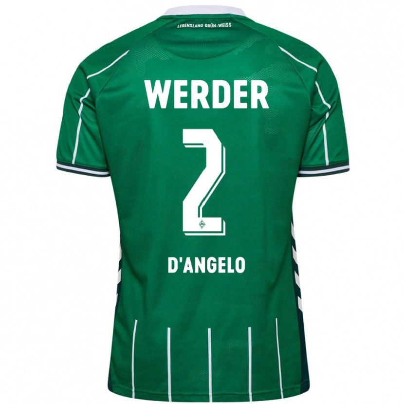 Danxen Kinder Chiara D'angelo #2 Grün Weiß Heimtrikot Trikot 2025/26 T-Shirt Österreich