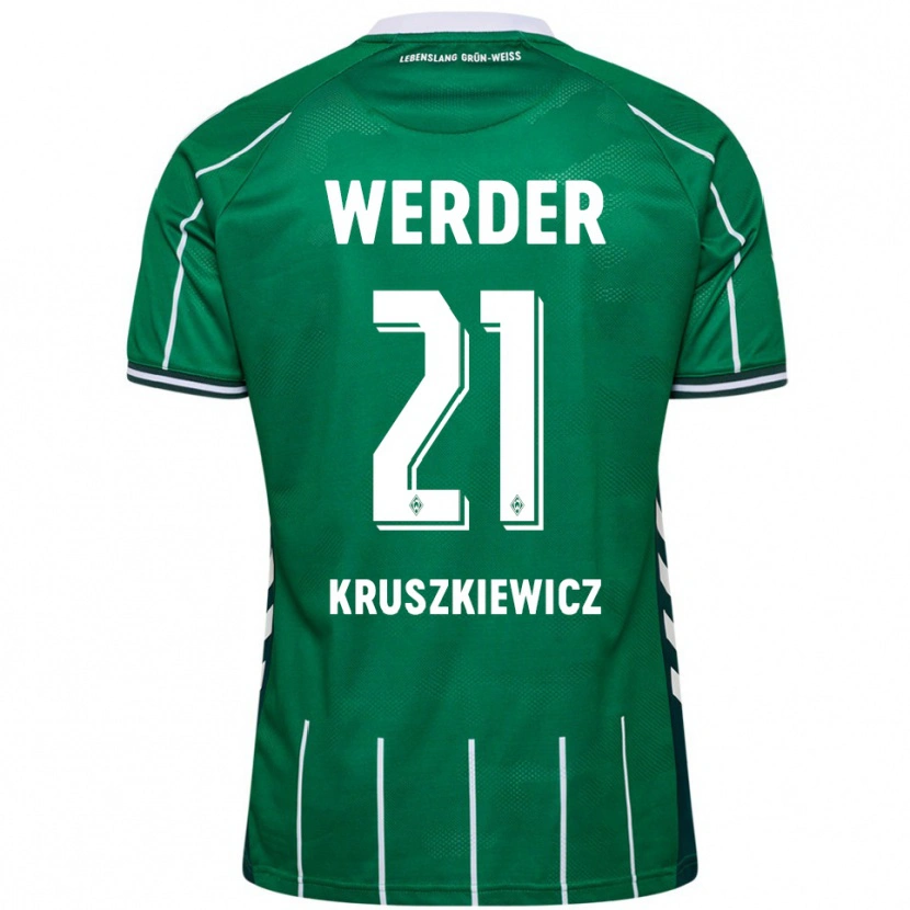 Danxen Kinder Jakub Kruszkiewicz #21 Grün Weiß Heimtrikot Trikot 2025/26 T-Shirt Österreich