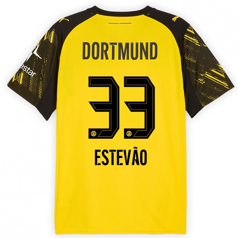 Danxen Kinder Tiago Estevão #33 Gelb Schwarz Heimtrikot Trikot 2025/26 T-Shirt Österreich