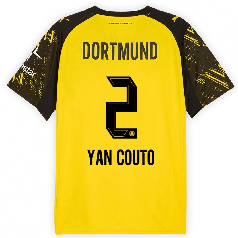 Danxen Kinder Yan Couto #2 Gelb Schwarz Heimtrikot Trikot 2025/26 T-Shirt Österreich
