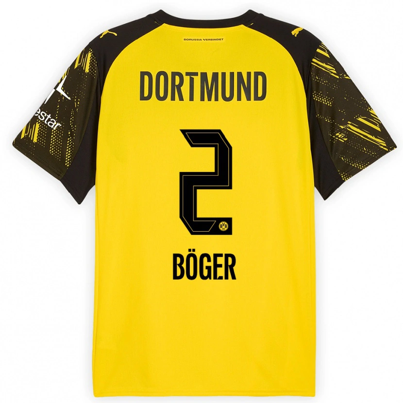 Danxen Kinder Mia Böger #2 Gelb Schwarz Heimtrikot Trikot 2025/26 T-Shirt Österreich