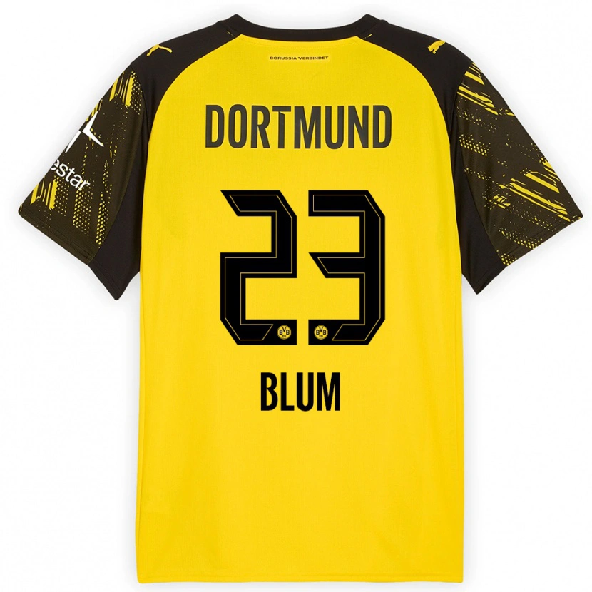 Danxen Kinder Caroline Blum #23 Gelb Schwarz Heimtrikot Trikot 2025/26 T-Shirt Österreich
