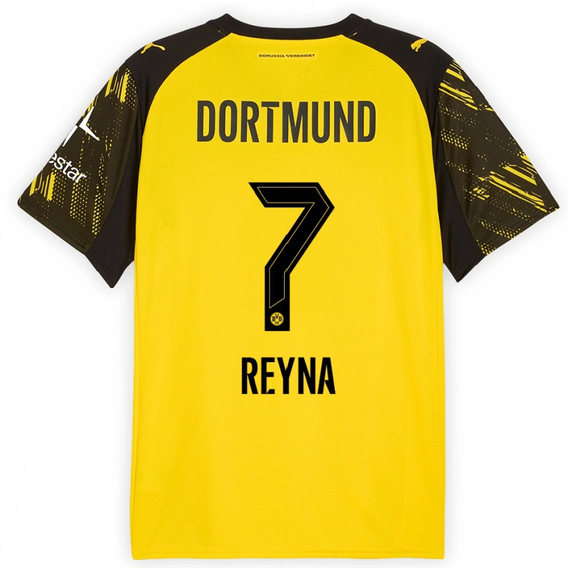 Danxen Kinder Giovanni Reyna #7 Gelb Schwarz Heimtrikot Trikot 2025/26 T-Shirt Österreich