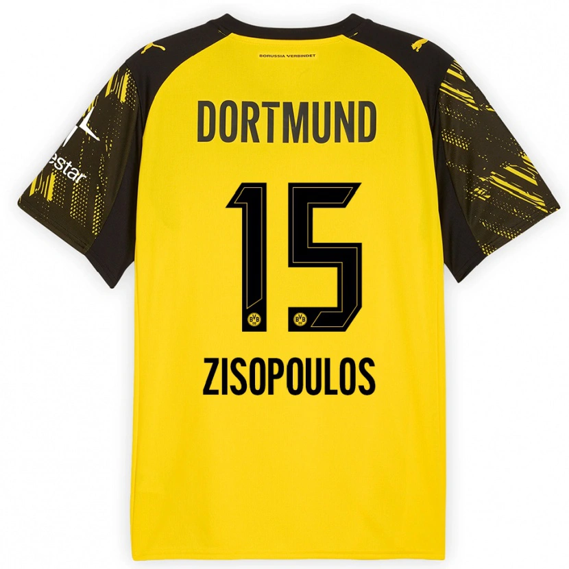 Danxen Kinder Georgios Zisopoulos #15 Gelb Schwarz Heimtrikot Trikot 2025/26 T-Shirt Österreich