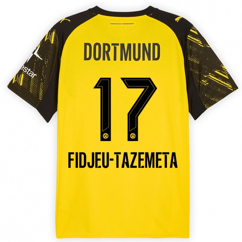Danxen Kinder Thierry Fidjeu-Tazemeta #17 Gelb Schwarz Heimtrikot Trikot 2025/26 T-Shirt Österreich