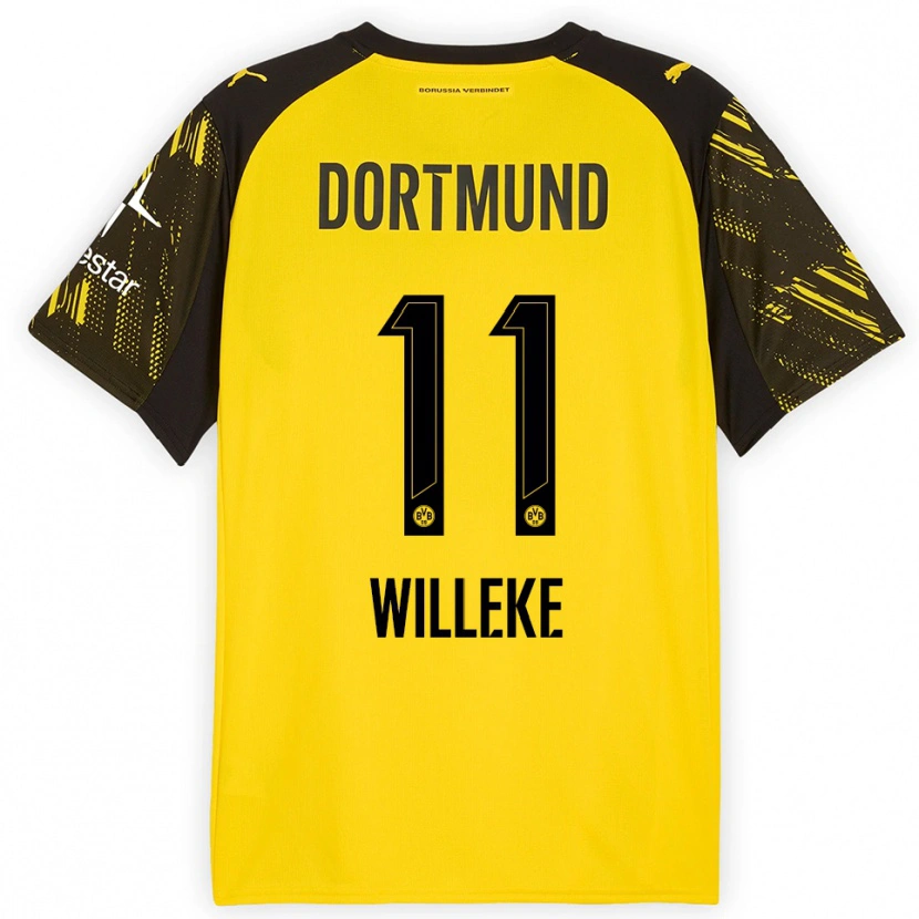 Danxen Kinder Nora Willeke #11 Gelb Schwarz Heimtrikot Trikot 2025/26 T-Shirt Österreich