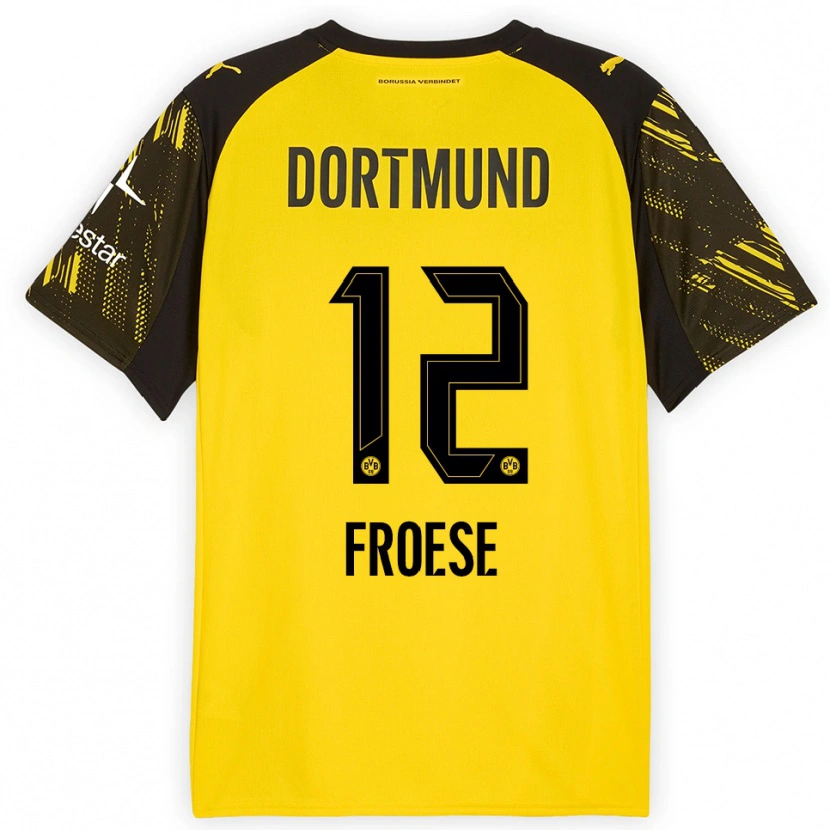 Danxen Kinder Julien Froese #12 Gelb Schwarz Heimtrikot Trikot 2025/26 T-Shirt Österreich
