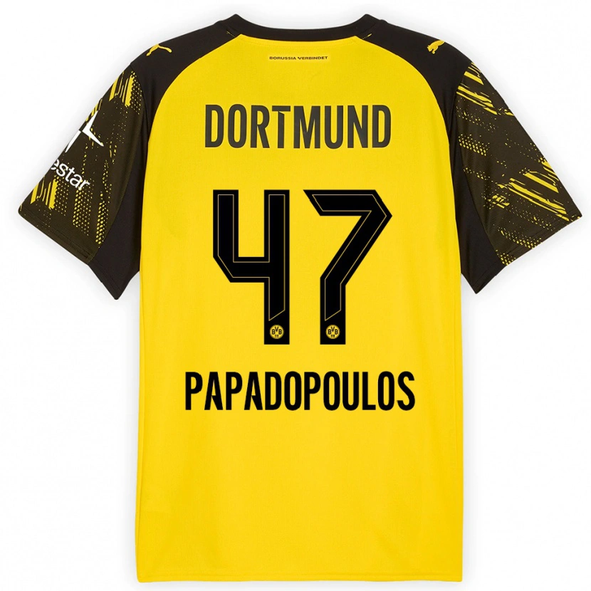 Danxen Kinder Antonios Papadopoulos #47 Gelb Schwarz Heimtrikot Trikot 2025/26 T-Shirt Österreich
